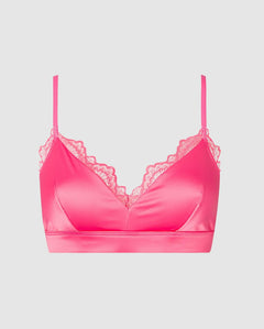 Satin Lace Triangle Bralette Bubblegum Pink